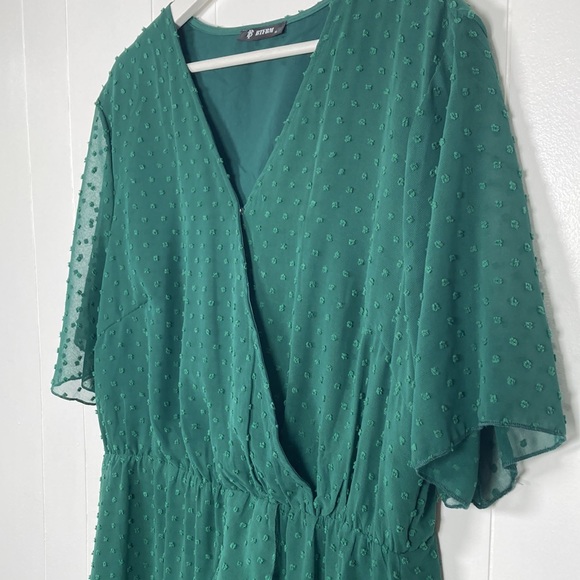 Textured Ruffle Wrap Dress - Picture 4 of 9